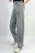 Jean barrel large stretch délavé à strass latéraux T36-T46