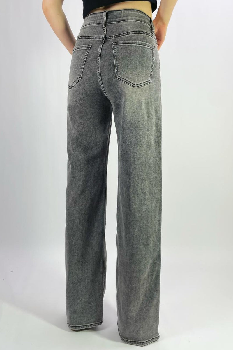 Jean premium coupe droite stretch avec strass fleurie T36-T46