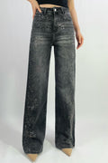 Jean premium coupe droite stretch avec strass fleuri T36-T46
