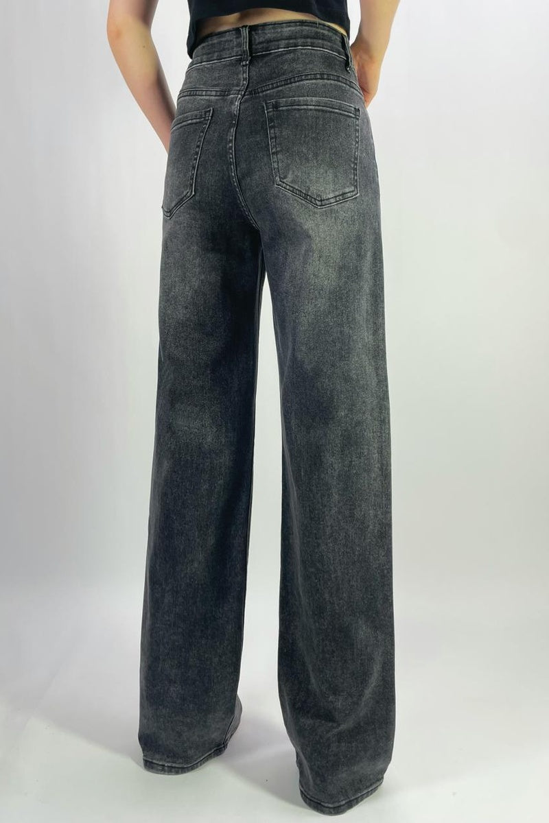 Jean premium coupe droite stretch avec strass fleuri T36-T46