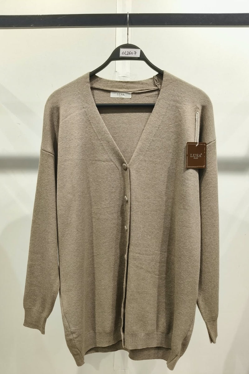 Gilet long boutonné en maille fine