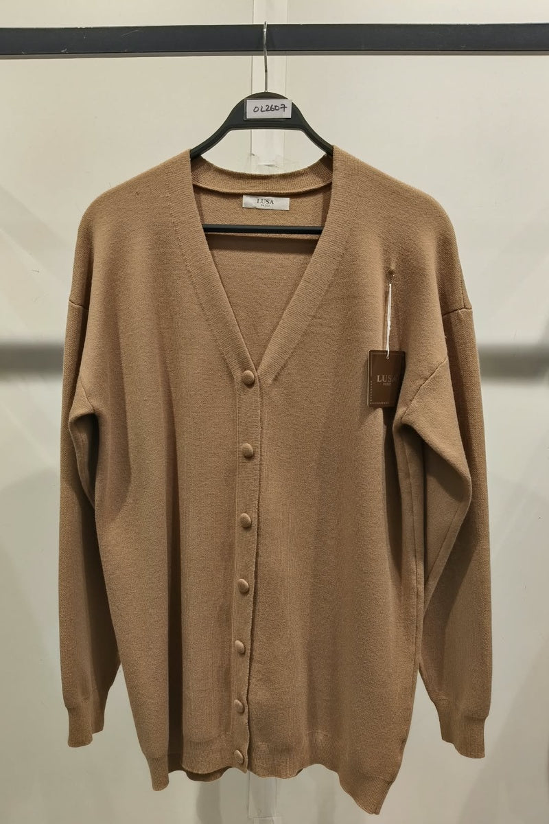 Gilet long boutonné en maille fine