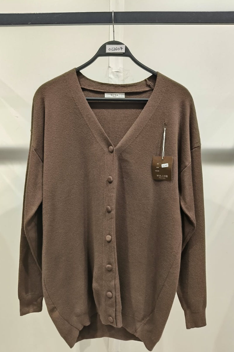 Gilet long boutonné en maille fine