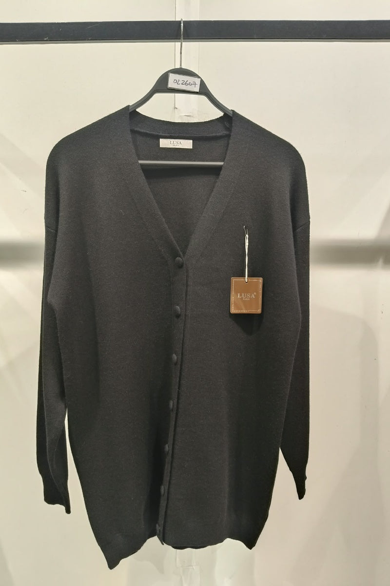 Gilet long boutonné en maille fine