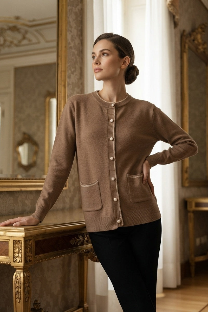 Gilet uni avec poches boutonné en maille fine