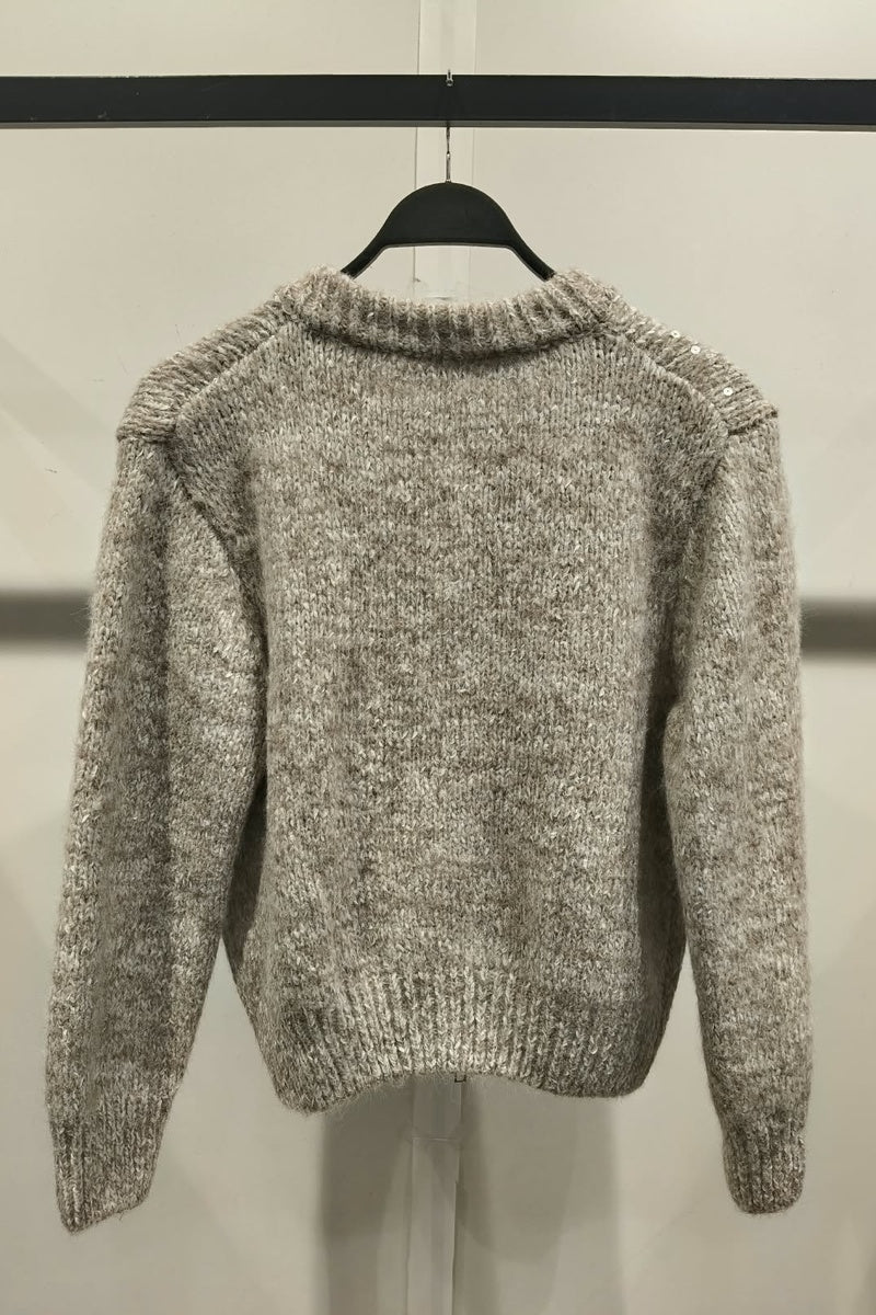 Gilet court zippé scintillant en maille duveteuse, idéal pour un look tendance en discothèque
