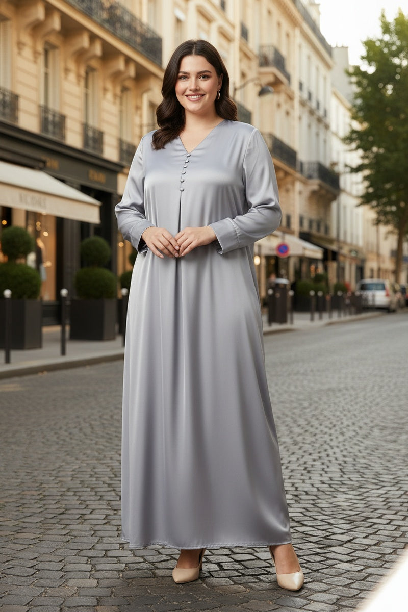 Robe longue unie boutonnée tissu très agréable