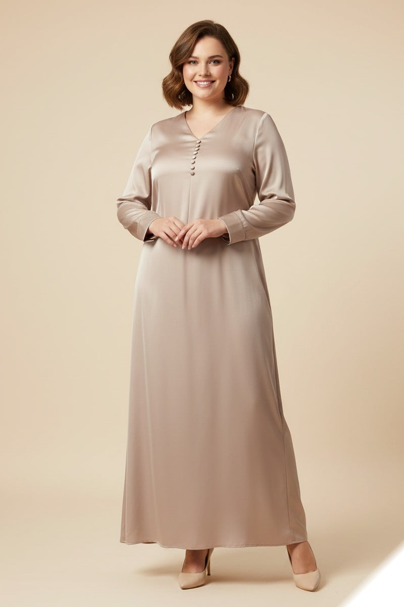 Robe longue unie boutonnée tissu très agréable