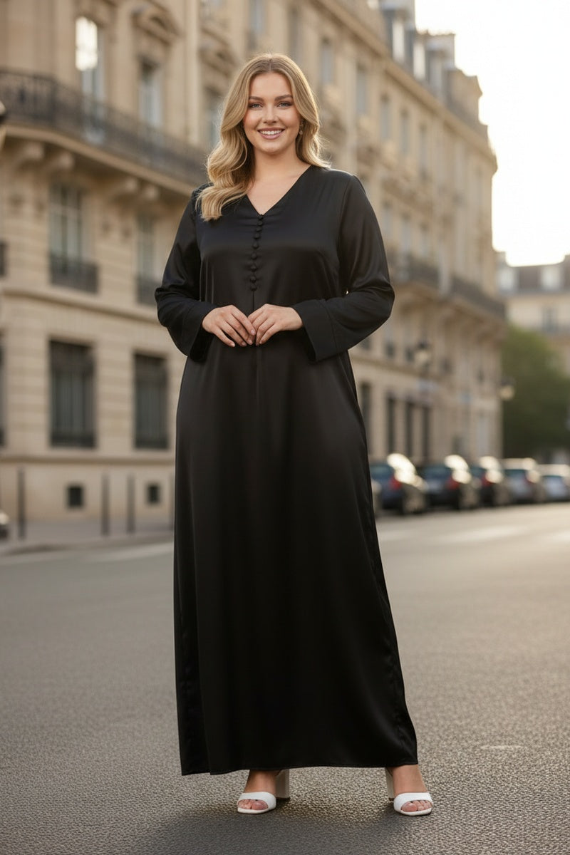Robe longue unie boutonnée tissu très agréable