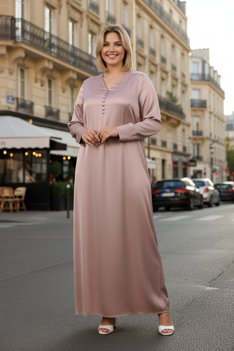 Robe longue unie boutonnée tissu très agréable