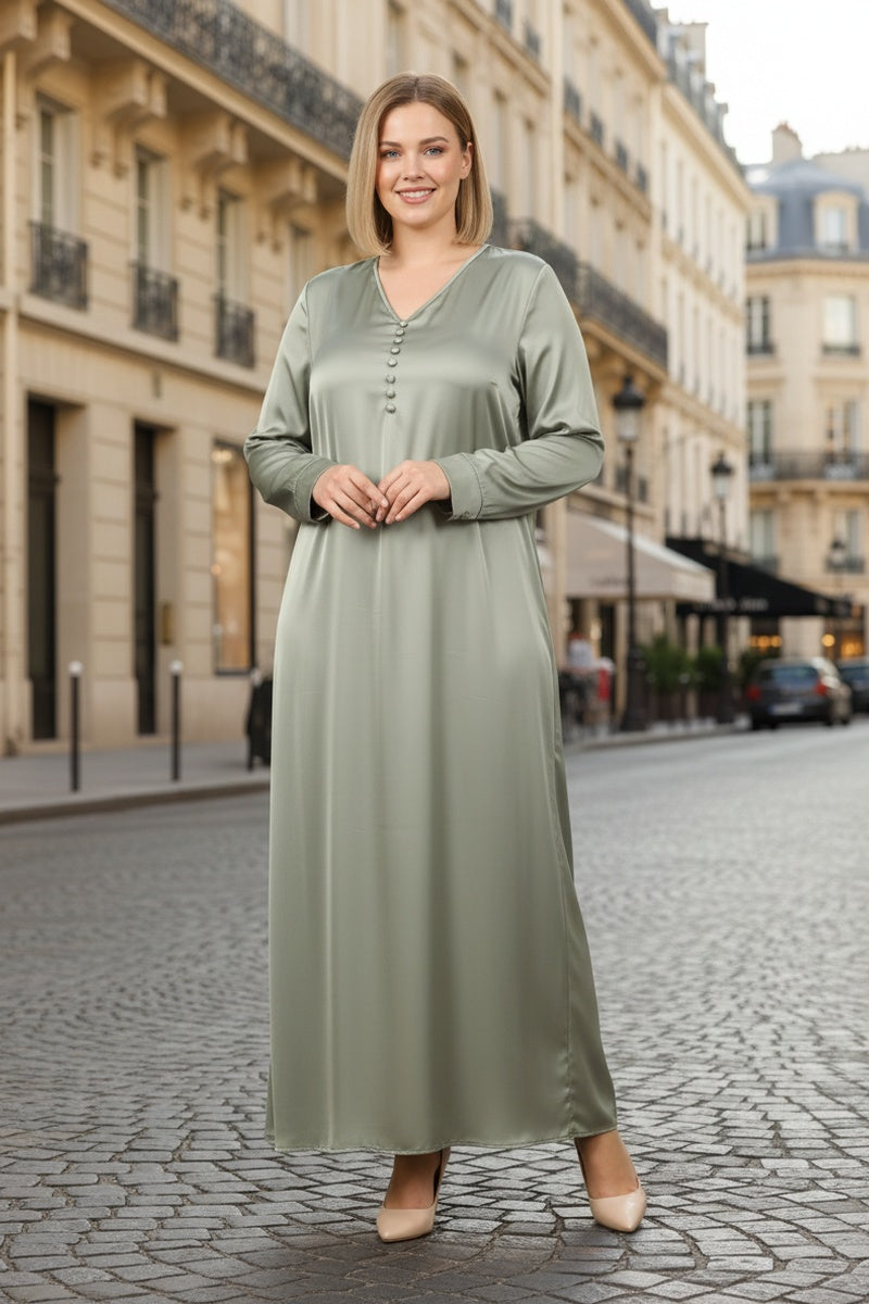 Robe longue unie boutonnée tissu très agréable