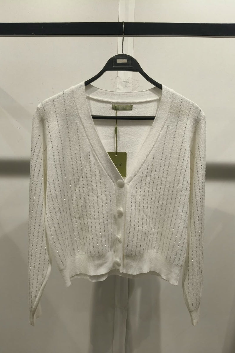 Gilet chic en maille avec strass