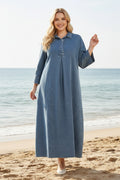Robe longue en jean premium à col chemise