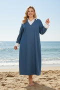 Robe longue en jean premium à col et manches chemise intégrés