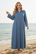 Robe longue en jean premium à col chemise