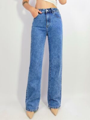 Jean taille haute wide leg stretch 5 poches, T36-T44 H020-1