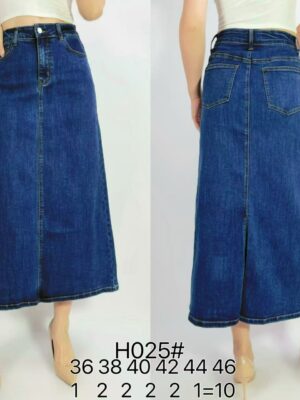 Jupe en jeans stretch 83cm avec fente arrière H025
