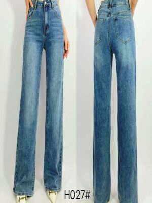 Jean vintage stretch coupe droite ample monkey wash délavé, T36-T44 H027