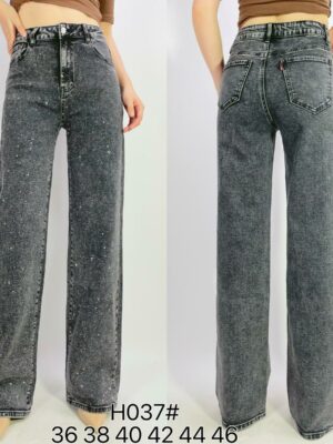 Jean premium stretch wide leg avec strass T38-T48 H037