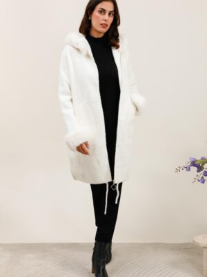 Manteau à capuche en fausse fourrure douce zippé  L2601