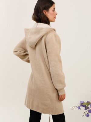 Manteau à capuche en fourrure douce à bouton L2603