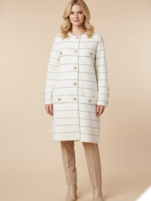 Veste en fourrure douce à bouton dorée et stras L2606