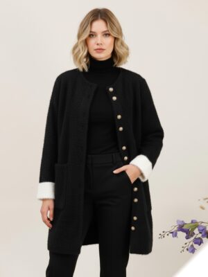 Veste en fourrure douce bouton élégant L2607