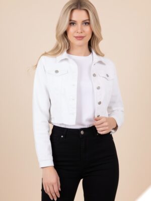 Veste jean courte déchirée strech deux poche L8815-2