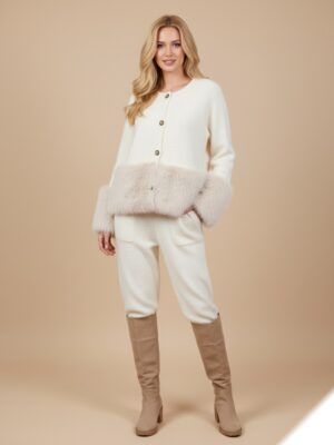 Ensemble veste fausse fourrure et pantalon avec poche S63