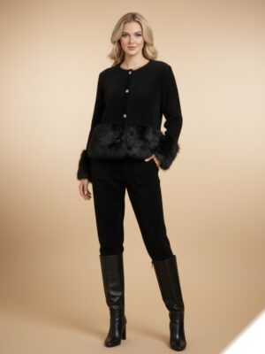 Ensemble veste fausse fourrure et pantalon avec poche S63