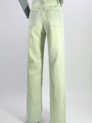 Jean large wide leg taille haute en denim bleu clair délavé T36-T46 H020-3