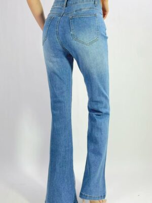 Jean premium flare motifs floraux et strass stretch T36-T46 H060