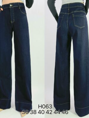 Jean brut taille haute wide leg stretch 5 poches T36-T46 H063