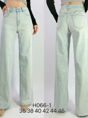 Jean premium wide leg délavé stretch T36-T46 H066-1