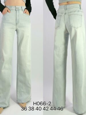 Jean premium wide leg délavé stretch T36-T46 H066-2