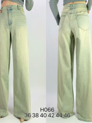 Jean premium wide leg délavé effet vintage stretch T36-T46 H066