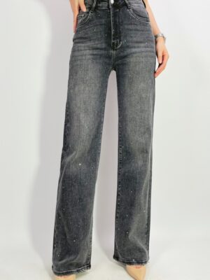 Jean premium coupe droite stretch avec strass T36-T46 L8856