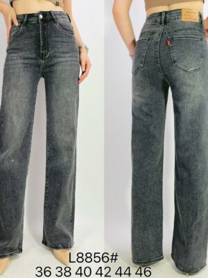 Jean premium coupe droite stretch avec strass T36-T46 L8856