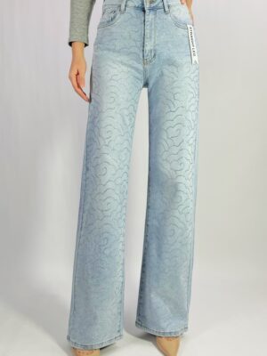 Jean premium coupe droite stretch avec strass nuage T36-T46 L8859