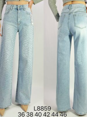 Jean premium coupe droite stretch avec strass nuage T36-T46 L8859