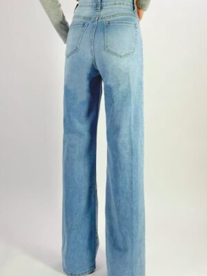 Jean premium coupe droite stretch avec strass sur les côtés T36-T46 L8867