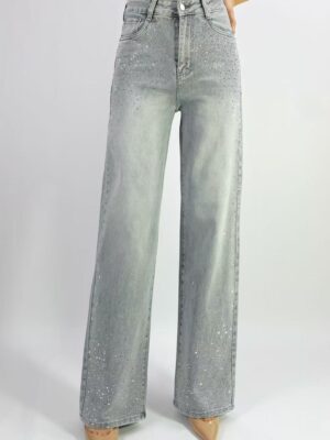 Jean premium coupe droite stretch avec strass T36-T46 L8875