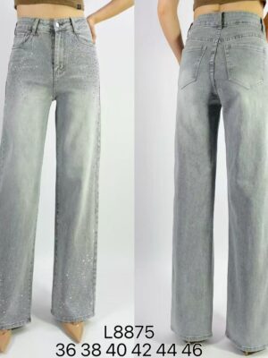 Jean premium coupe droite stretch avec strass T36-T46 L8875