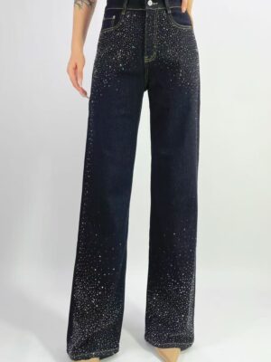 Jean premium coupe droite stretch avec strass T36-T46 L8876