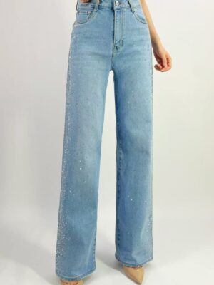 Jean premium coupe droite stretch avec davantage de strass aux côtés T36-T46 L8877