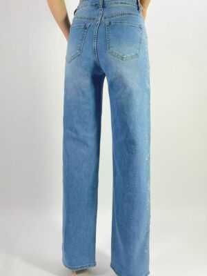 Jean premium coupe droite stretch avec davantage de strass aux côtés T36-T46 L8878