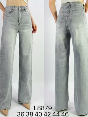 Jean premium coupe droite stretch avec davantage de strass aux côtés T36-T46 L8879