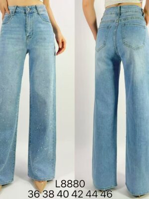Jean premium coupe droite stretch avec strass T36-T46 L8880