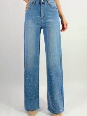 Jean premium coupe droite stretch avec strass T36-T46 L8881