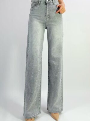 Jean premium coupe droite stretch avec strass T36-T46 L8882